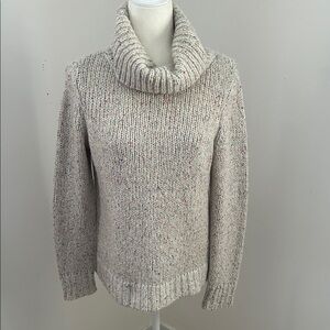 Talbots Speckled Cream/Pale Gray Cowl Neck Wool/Mohair/Silk Sweater sz M